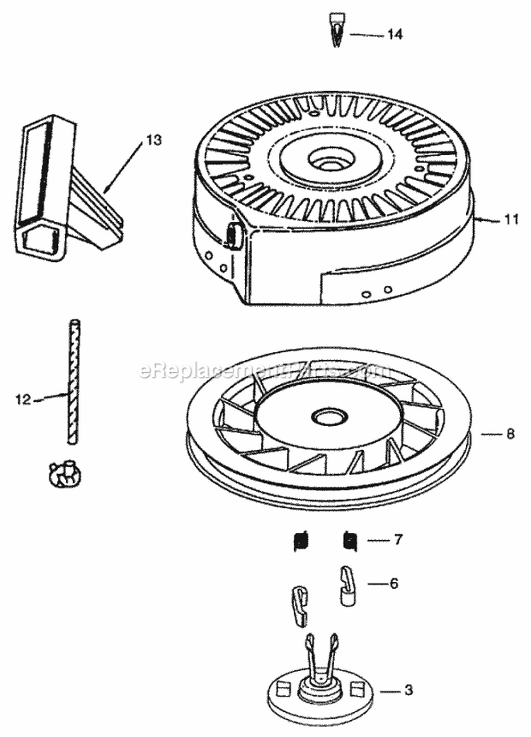 Recoil Starter Diagram and Parts List for 28222 9900001-9999999 - 1999 Lawn Boy Snow Blower